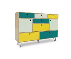Jalapa - Aparador multicolor 4 cajones 5 puertas