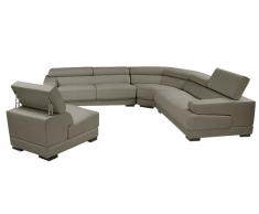 Capitole - Sofá de ángulo de piel con su sillón