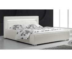 Cama de piel contemporánea Quattro con luz integrada