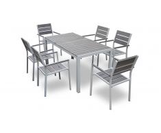 Mesa de comedor de aluminio + 6 sillas para el jardín - Giany