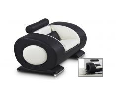 Sillón de piel de diseño Capsule con pufes integrados en los brazos
