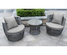 Salón de jardín moderno Valina 2 sillones + mesa de centro