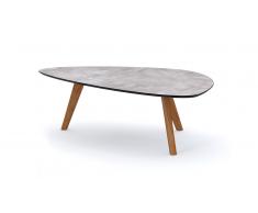 Mesa de centro efecto hormigón patas de madera clara - Svartan