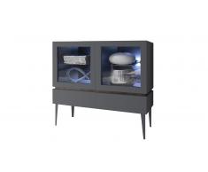 Vitrina 2 puertas 2 cajones lacado gris mate - Galatik