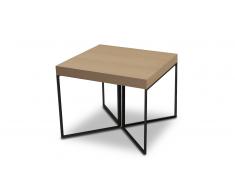 Mesa de centro roble con patas de metal negro, altura 50cm -Kufstein