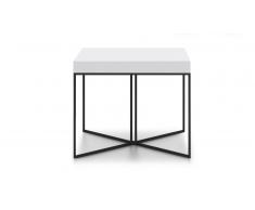 Mesa de centro blanca con patas de metal negro, altura 50cm -Kufstein