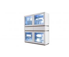 Vitrina 4 puertas 2 cajones lacado mate blanco Galatik