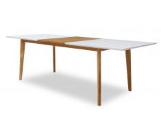 Mesa de comedor blanco mate y madera con largueros - Svartan