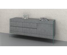 Aparador moderno Crystalline con pies de cristal