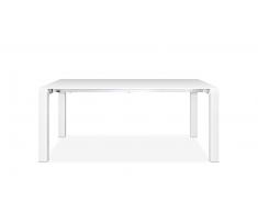 Volcan - Mesa de comedor con añadidos lacado blanco brillante