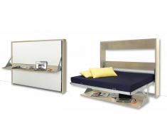 Donny - Cama 140x200 cm moderna doble plegable con escritorio