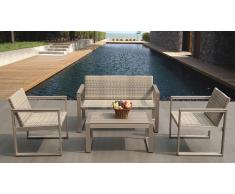 Salón de jardín sofá 2 plazas + 2 sillónes + mesa de centro - Pinnath