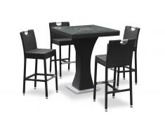 Mesa alta con 4 taburetes de jardín Izama