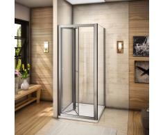 AICA SANITAIRE Mamparas de ducha cabina de ducha plegable puerta + lateral fijo vidrio