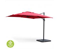 ALICE'S GARDEN Sombrilla jardin, Parasol excentrico cuadrado, Rojo, 300x300cm Falgos