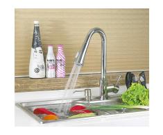 FEDERAL Grifo de cocina con ducha cromado, grifo de lavabo hecho de latón y zinc, con