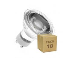 EFECTOLED Pack 10 Lámparas LED GU10 COB Cristal 45º 5W Blanco Cálido 3000K - EFECTOLED