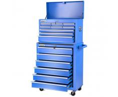 GREENCUT Carro para herramientas PRO armario acero 4 ruedas 16 cajones Azul -