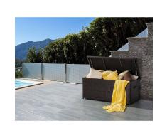 BELIANI Caja para jardín o patio marrón - baúl para los cojines - ratán 130 cm - MODENA