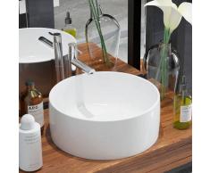 vidaXL Lavabo redondo de cerámica 40x15 cm blanco