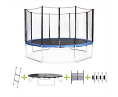 ALICE'S GARDEN Cama elastica 370cm, hasta 150kg, kit completo, trampolin Azul, Saturne XXL