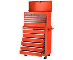 GREENCUT Carro para herramientas PRO armario acero 4 ruedas 16 cajones Rojo -Greencut