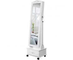 SONGMICS LED Espejo joyero Armario Organizador de joyerías 4 compartimentos