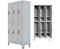 vidaXL Armario taquilla con 6 compartimentos acero 90x45x180 cm gris