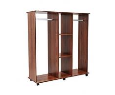HOMCOM Armario abierto guardaropa colgar ropa madera colgador con ruedas