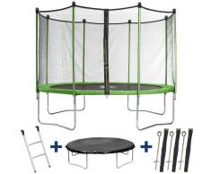 HABITAT ET JARDIN Trampolin / Cama elástica Yoopi- Ø 3.65 m - con red + escalera + cubierta de