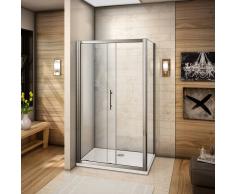 AICA SANITAIRE Cabina de ducha mamparas de baño corredera puerta cristal templado 110x80x185cm