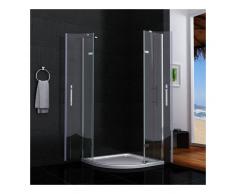 AICA SANITAIRE Cabina de ducha semicircular mamparas de baño 6mm cristal templado 90x90cm