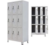 vidaXL Armario taquilla con 9 compartimentos acero 90x45x180 cm gris