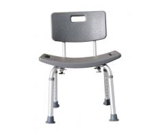 HOMCOM Silla Ducha Aluminio Baño Taburete Regulable + Respaldo Silla