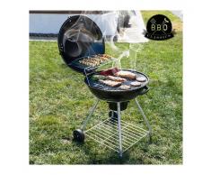 BBQ CLASSICS Barbacoa de Carbón con Tapa y Ruedas Black