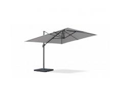 ALICE'S GARDEN Sombrilla jardín, Parasol excéntrico cuadrado, LED, Gris, 300x400 cm