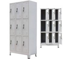VIDAXL Armario taquilla con 9 compartimentos acero 90x45x180 cm gris