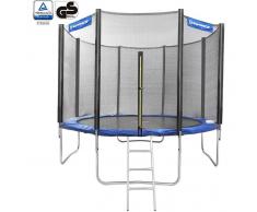 SONGMICS Ø366cm Cama elástica para Jardín Trampolín Red de Seguridad Escalera STR124