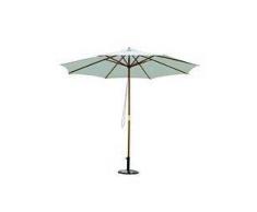 OUTSUNNY Sombrilla Parasol Blanco Crema Madera Terraza Playa Jardin Piscina