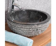 WANDA COLLECTION lavabo sobre encimera redondo de piedra VESUBIO negro 40 cm