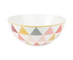 Ensaladera de porcelana blanca con motivos gráficos
