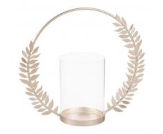 Candelabro de metal dorado y cristal