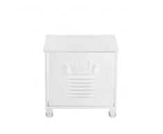 Mesa auxiliar con ruedas de metal blanco