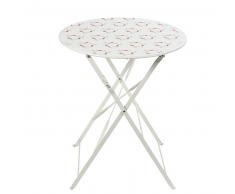 Mesa de jardín plegable de metal blanco para 2 personas D.58 Guinguette