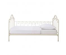 Cama 90 × 190 de metal marfil Juliette