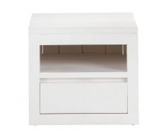 Mesita de noche con cajón de madera maciza blanca 40 cm de largo White