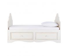 Cama 90 × 190 cm de madera marfil Ines