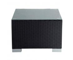 Mesa auxiliar de jardín de resina trenzada negra L. 55 cm Antibes