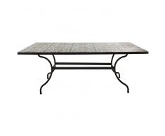 Mesa de comedor de metal y azulejo de cemento An. 200 cm Rosa