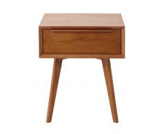 Mesita de noche vintage con 1 cajón de roble macizo Portobello